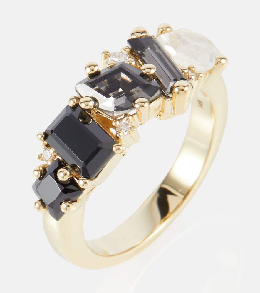 Shop Suzanne Kalan Nadima Glimmer 14kt Gold Ring With Quartz And Diamonds In Yellow Gold