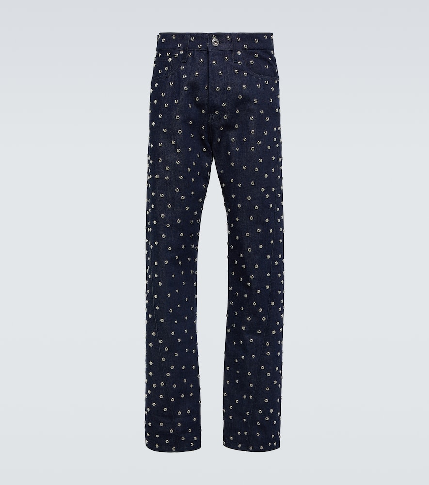 Lanvin Studded Straight Jeans In Blue