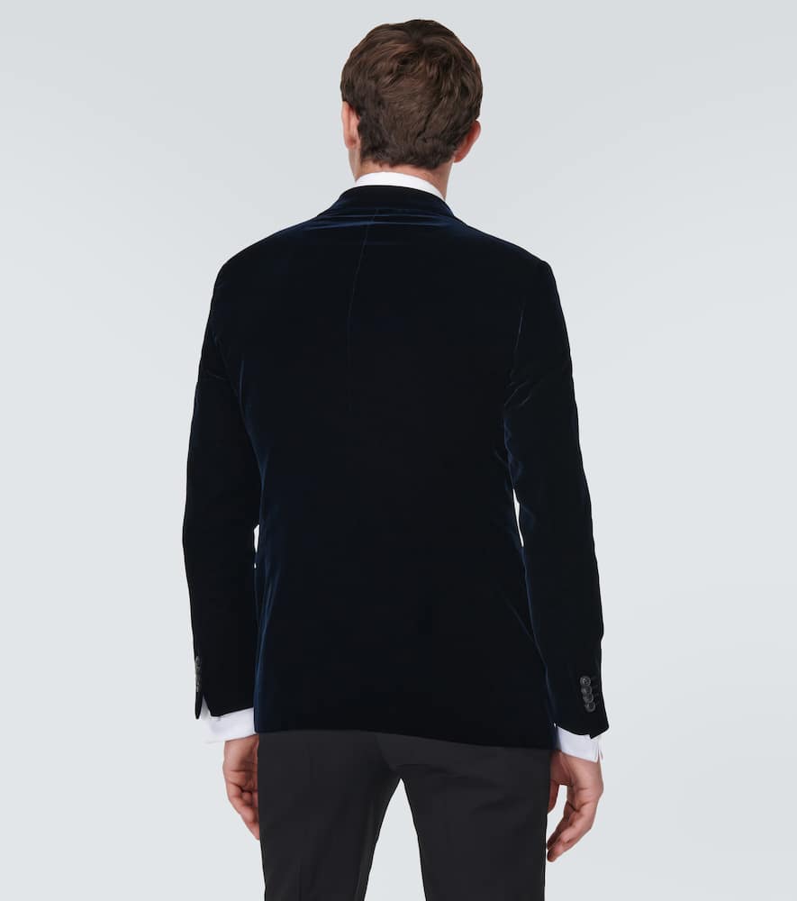 Shop Giorgio Armani Velvet Tuxedo Jacket In Blue