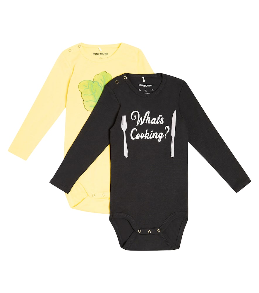 Mini Rodini Baby Gastronomic Set Of 2 Jersey Bodysuits In Multicoloured