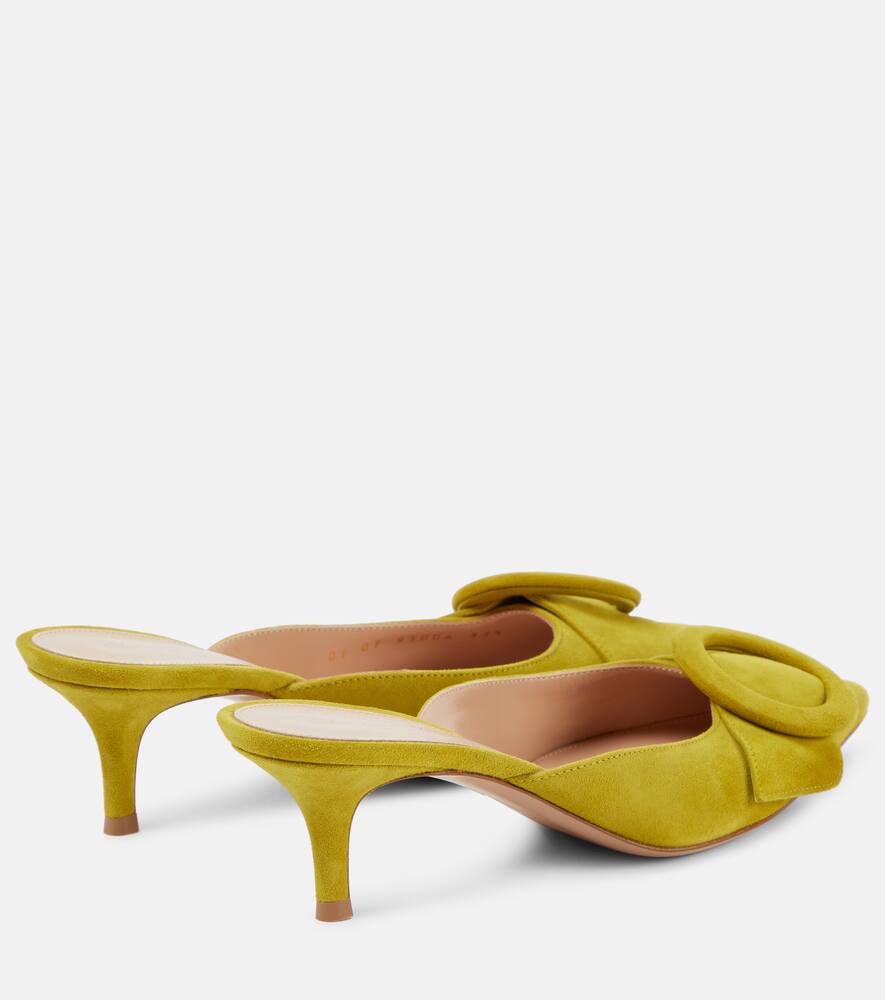Gianvito Rossi Suede Buckle Point-toe Mules In Green