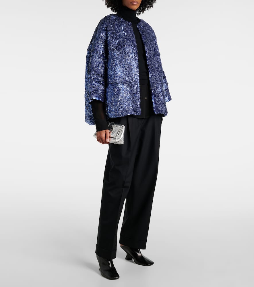 Dries Van Noten Womens Blue Violini Sequin-embellished Padded Crepe Jacket In Blue