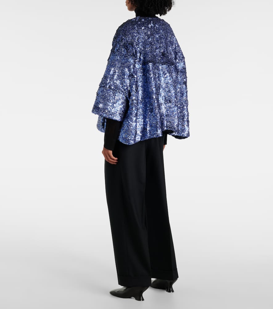 Dries Van Noten Womens Blue Violini Sequin-embellished Padded Crepe Jacket In Blue