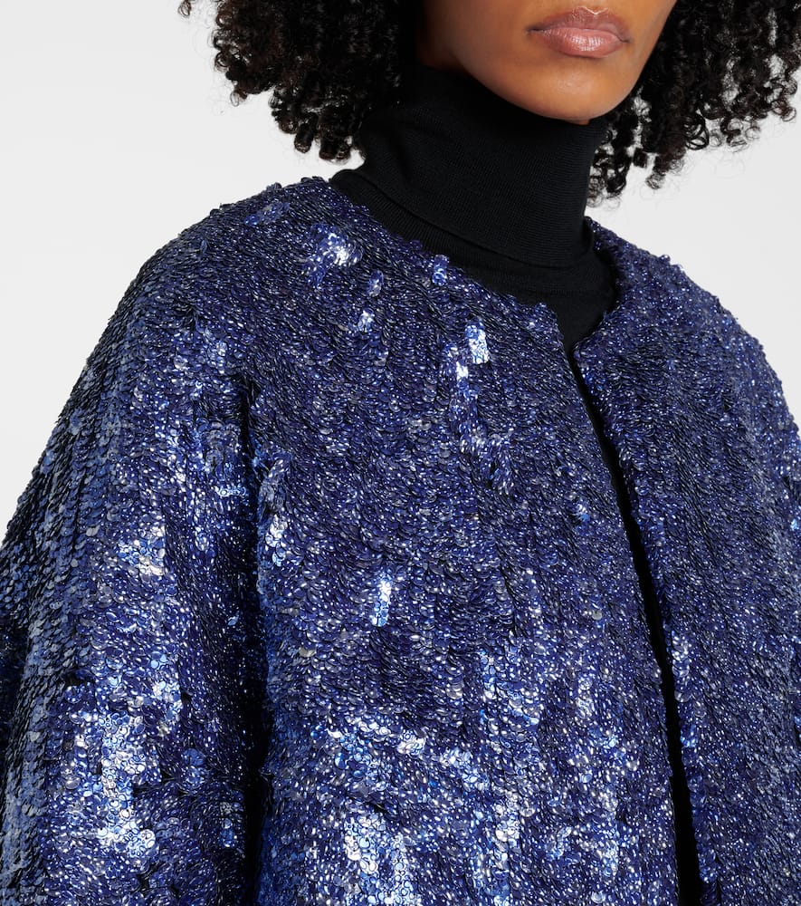 Dries Van Noten Womens Blue Violini Sequin-embellished Padded Crepe Jacket In Blue