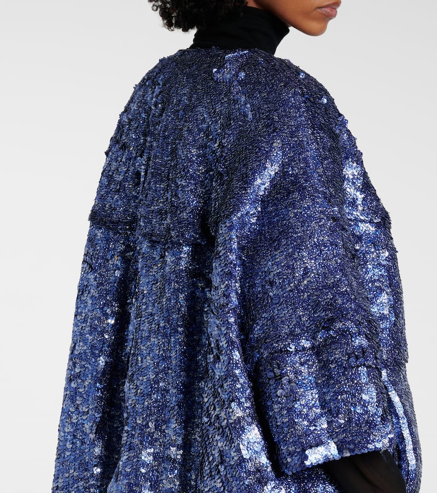 Dries Van Noten Womens Blue Violini Sequin-embellished Padded Crepe Jacket In Blue