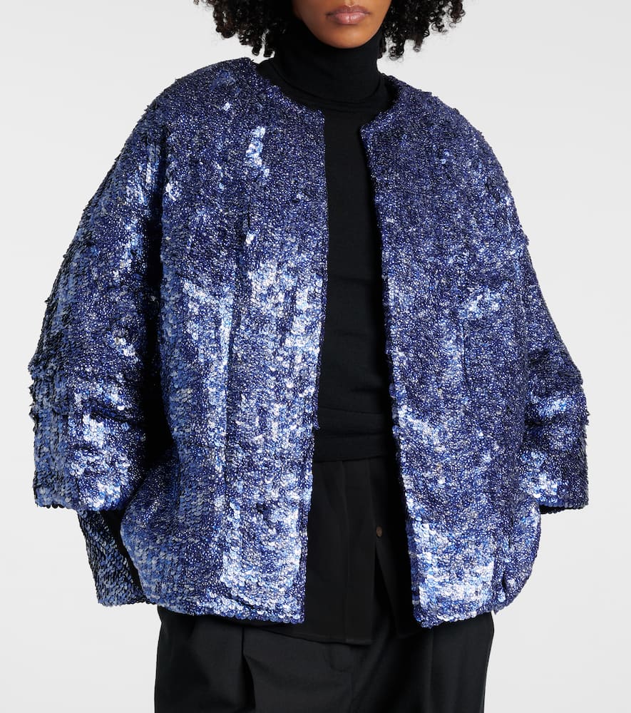 Dries Van Noten Womens Blue Violini Sequin-embellished Padded Crepe Jacket In Blue