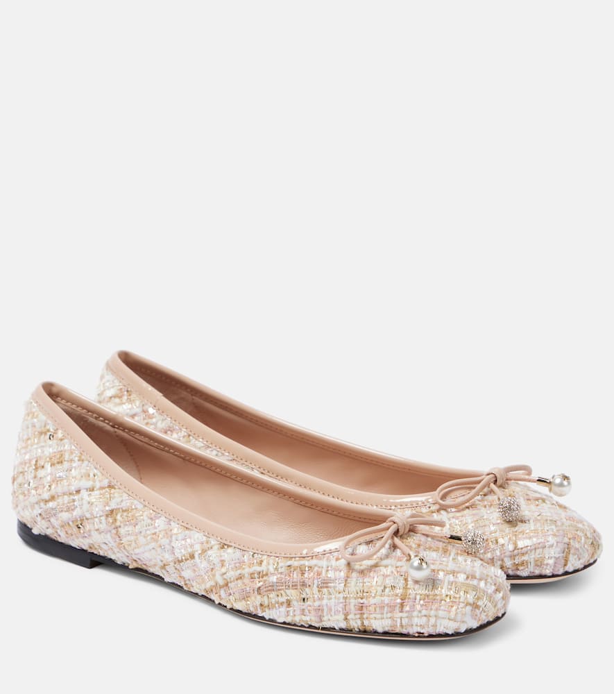 Jimmy Choo Elme Tweed Ballet Flats In Neutrals