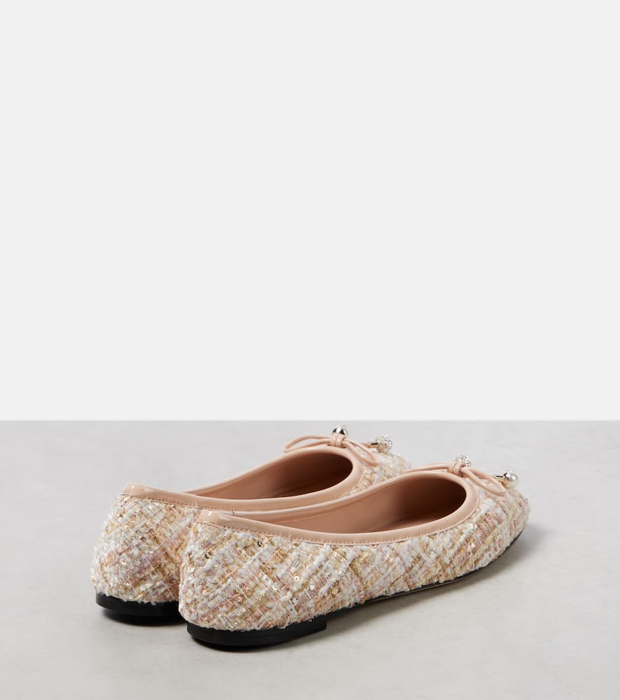 Jimmy Choo Elme Tweed Ballet Flats In Neutrals
