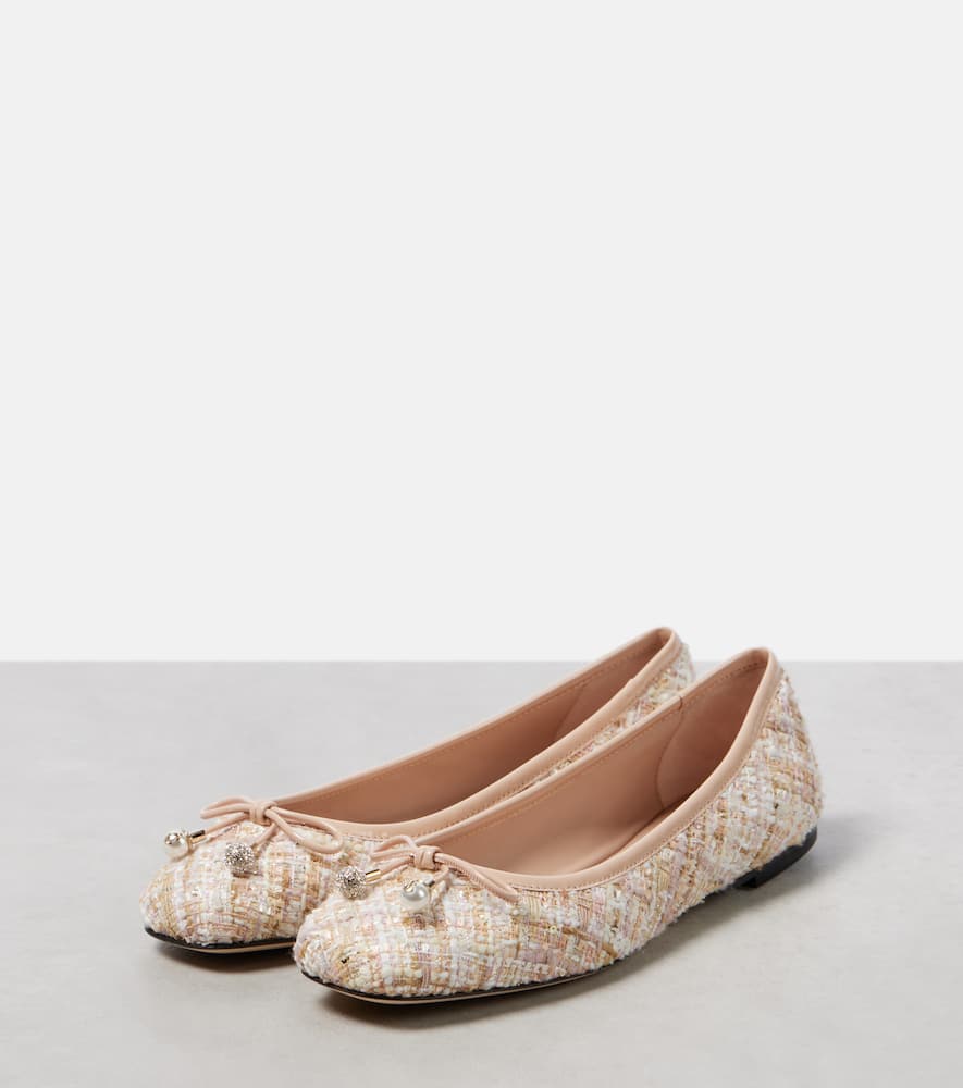 Jimmy Choo Elme Tweed Ballet Flats In Neutrals