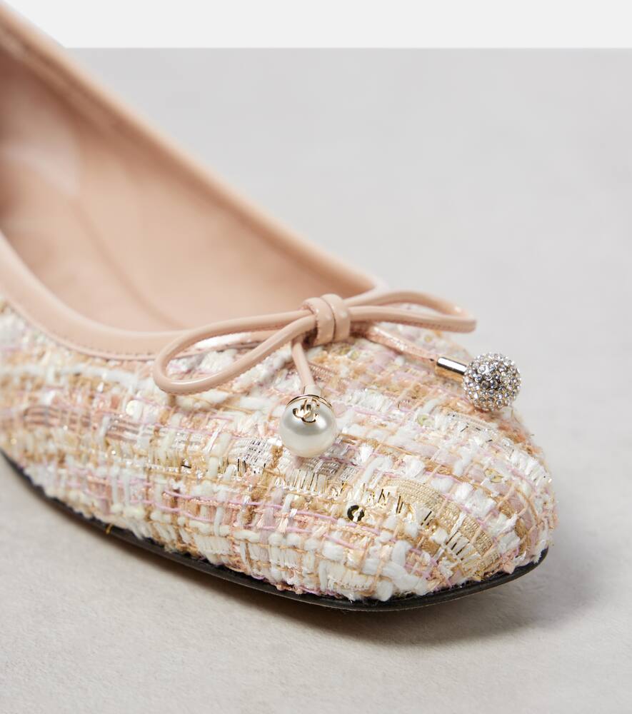 Jimmy Choo Elme Tweed Ballet Flats In Neutrals