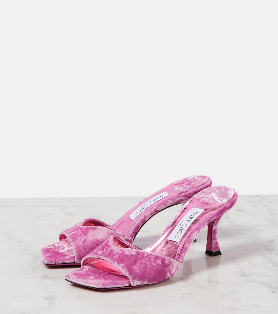 Jimmy Choo Skye 70 Velvet Mules In Pink
