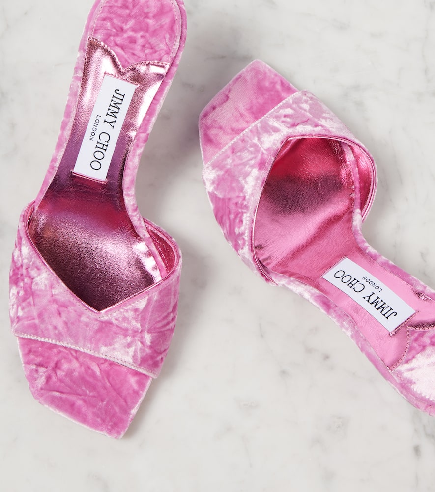 Jimmy Choo Skye 70 Velvet Mules In Pink