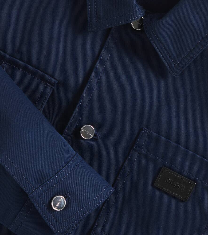 Gucci Leather-trimmed Cotton Jacket In Naval Blue