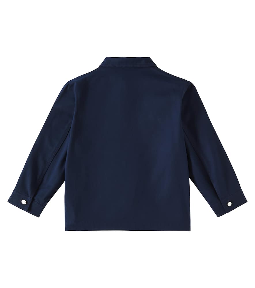 Gucci Leather-trimmed Cotton Jacket In Naval Blue