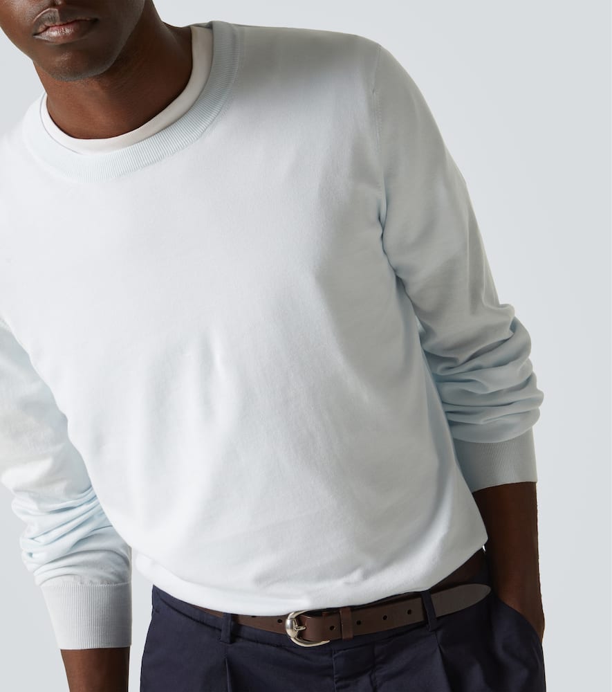 Brunello Cucinelli Cotton Sweater In Blue