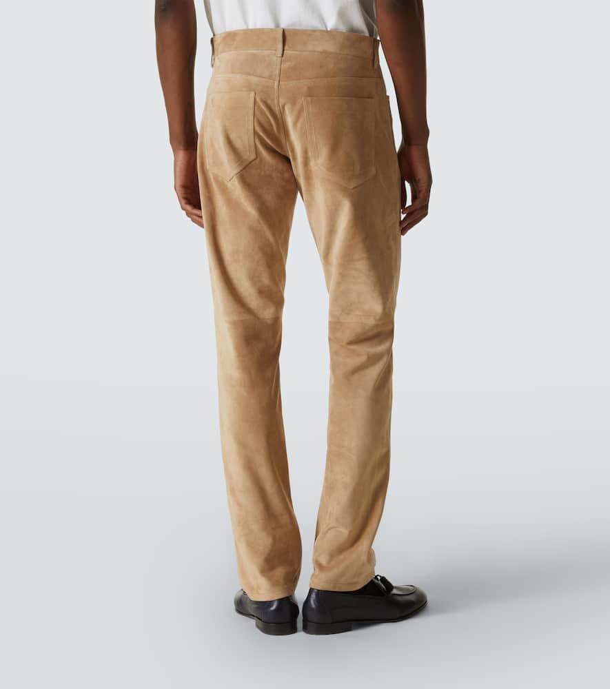 Gabriela Hearst Anthony Suede Straight Pants In Beige