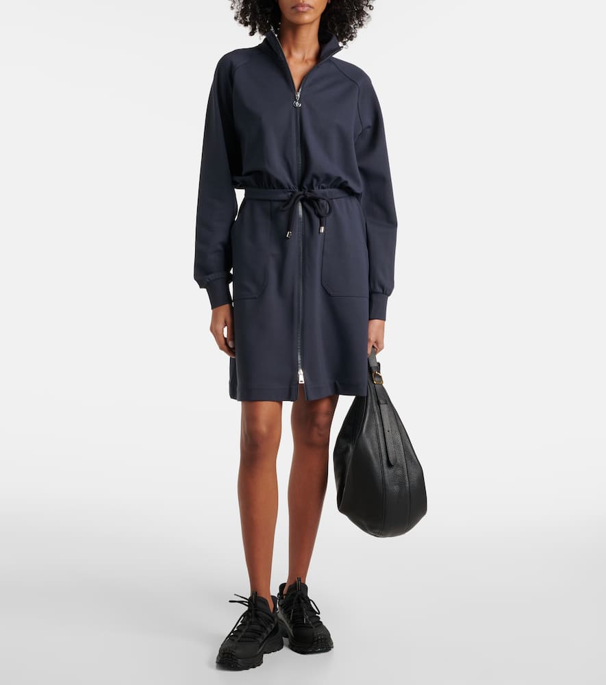 Moncler Zip-up Jersey Minidress In Blue