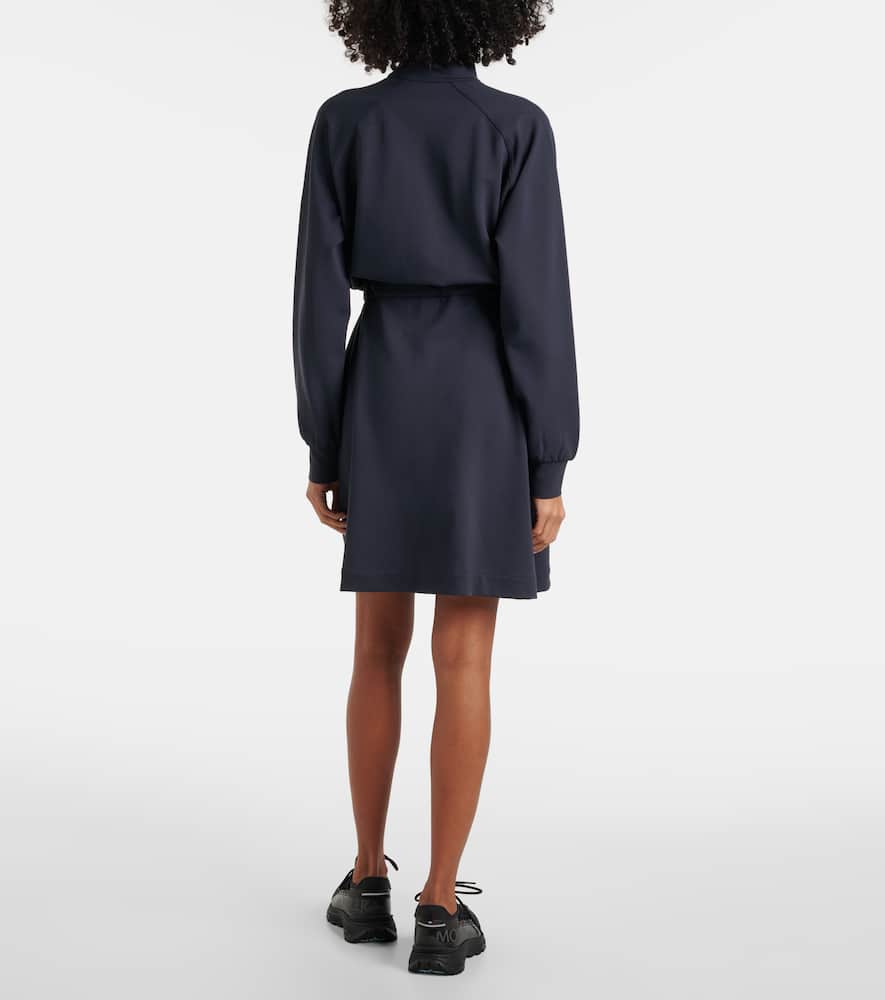 Moncler Zip-up Jersey Minidress In Blue