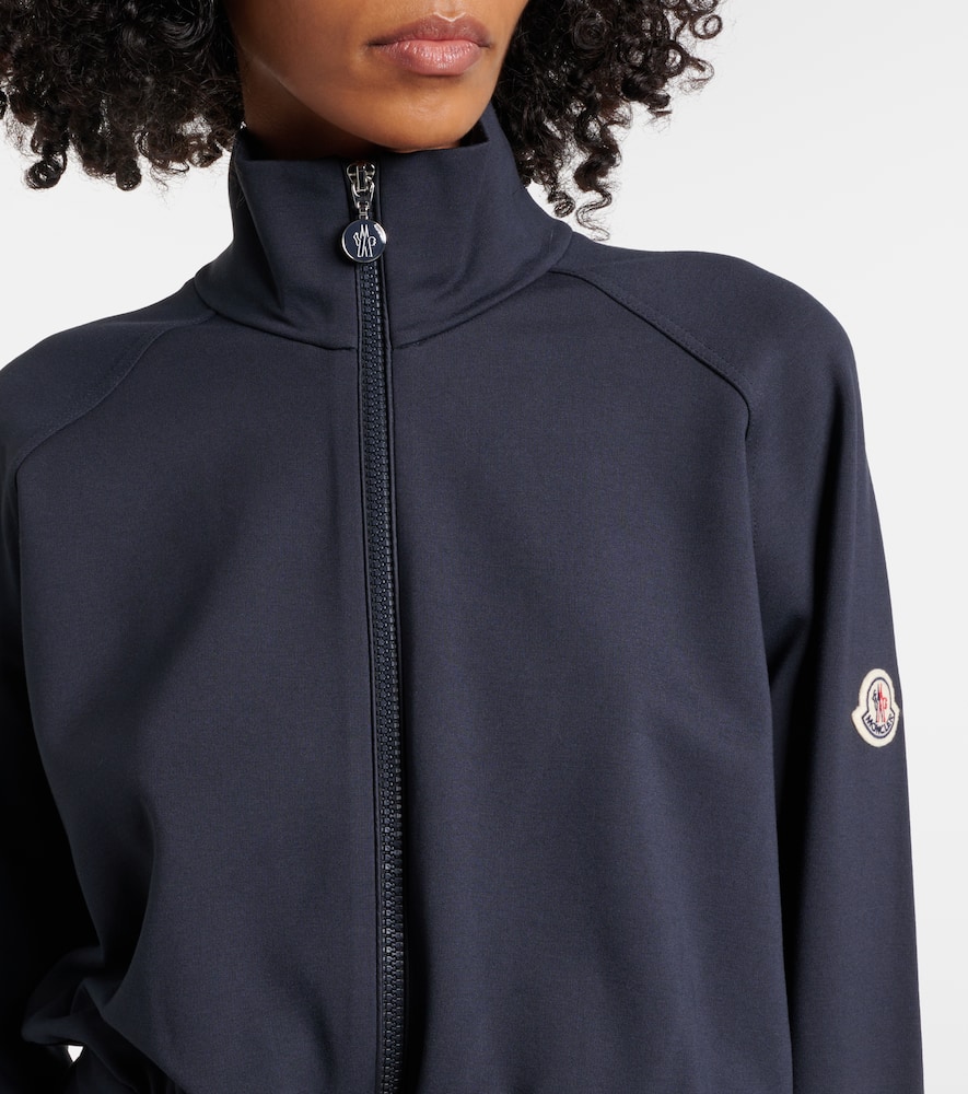 Moncler Zip-up Jersey Minidress In Blue