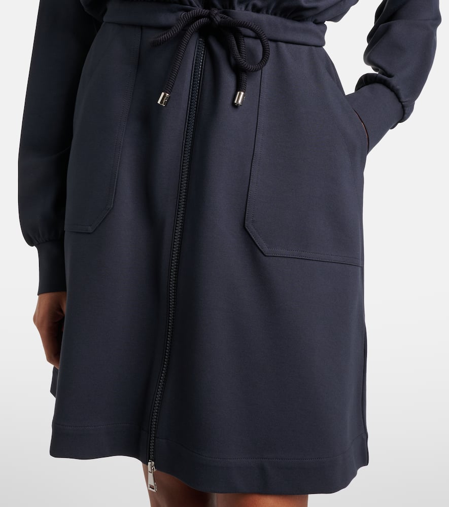 Moncler Zip-up Jersey Minidress In Blue