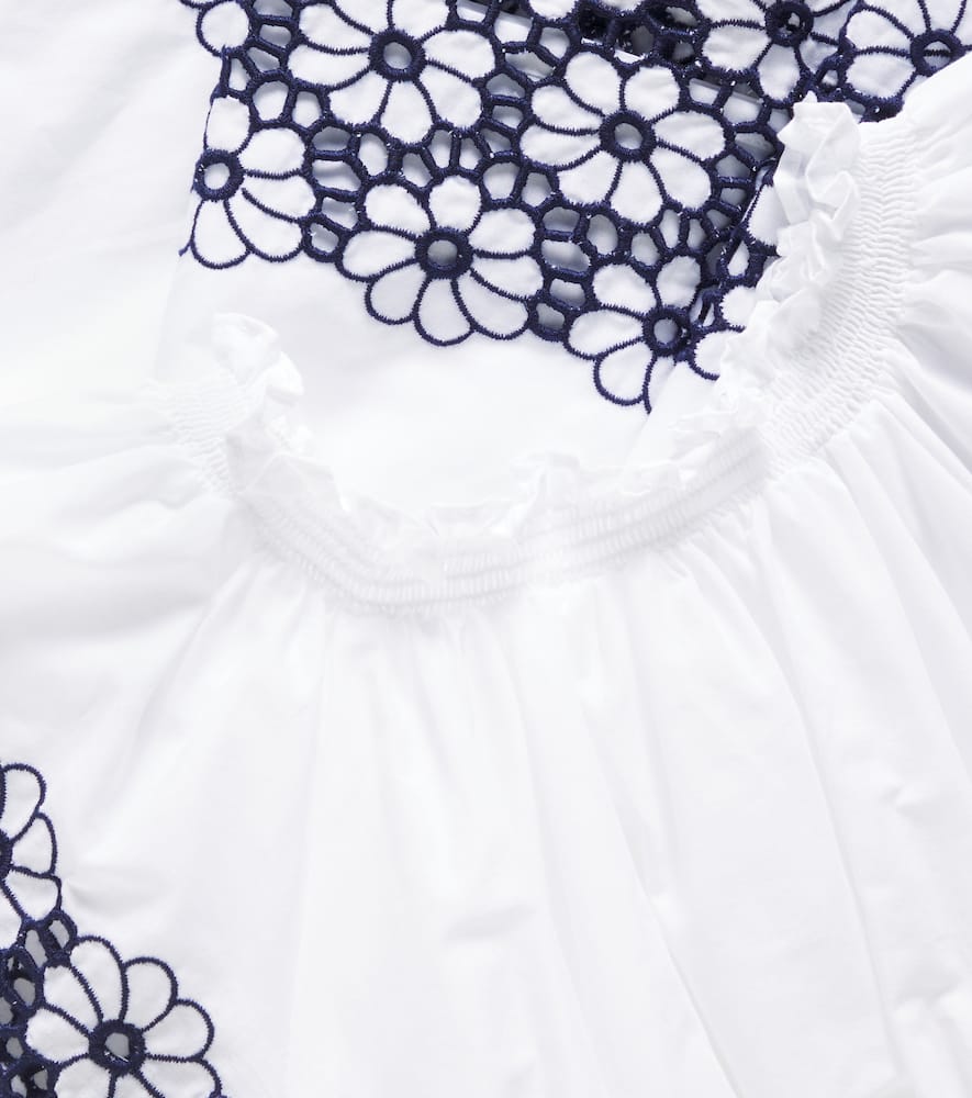 Patachou Floral Cotton Top And Skirt Set In White