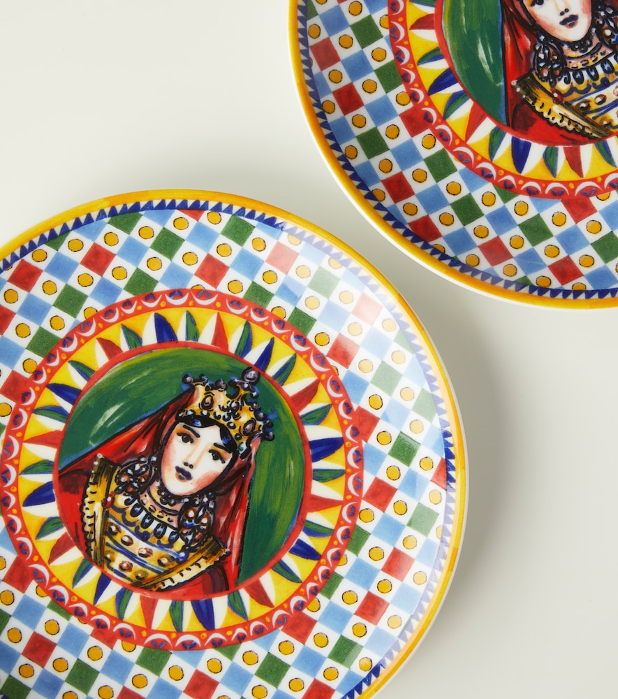  Dolce&gabbana Casa Dolce&gabbana Casa Carretto Siciliano Set Of 2 Dessert Plates 