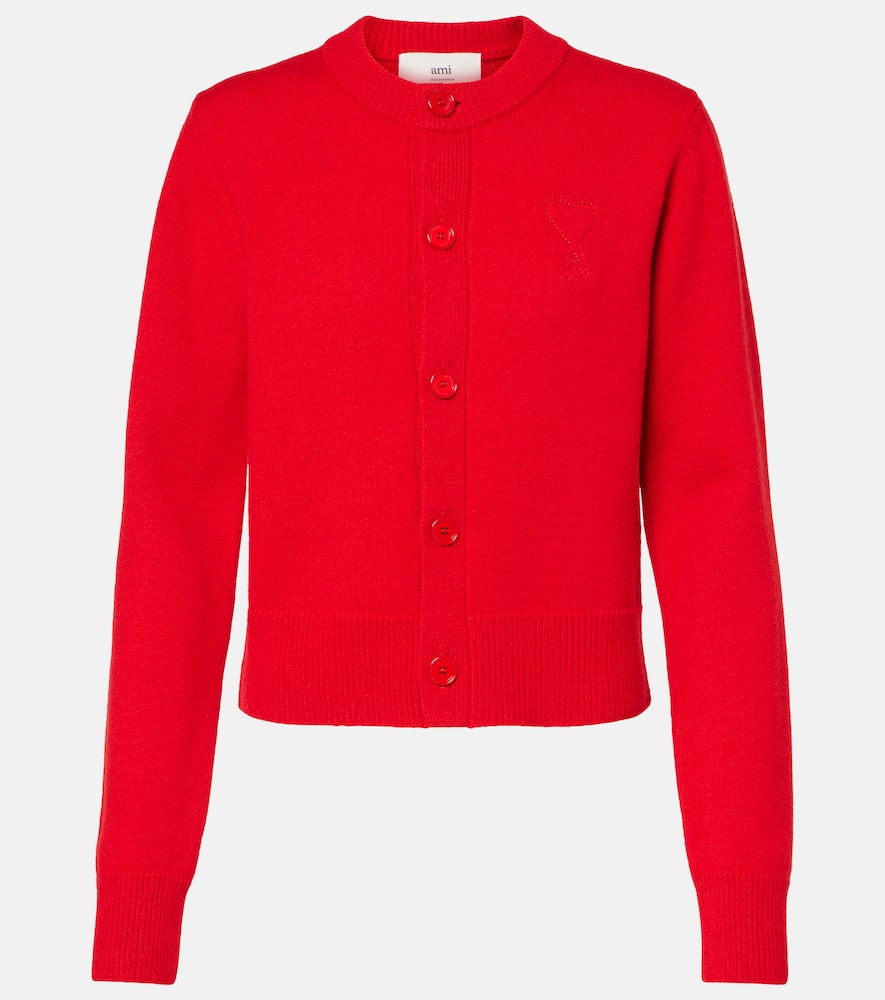 Ami Alexandre Mattiussi Ami De Caur Wool And Cashmere Cardigan In Red