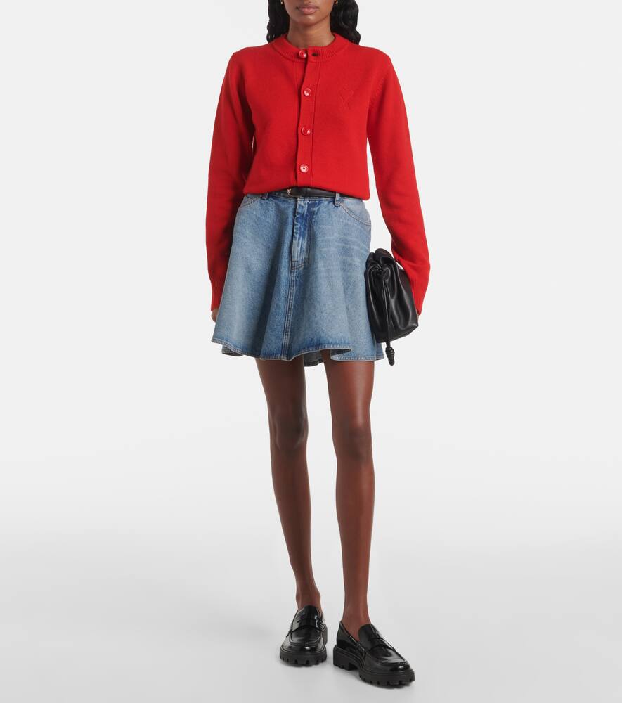 Ami Alexandre Mattiussi Ami De Caur Wool And Cashmere Cardigan In Red