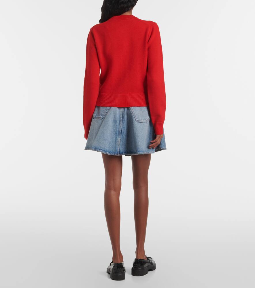 Ami Alexandre Mattiussi Ami De Caur Wool And Cashmere Cardigan In Red
