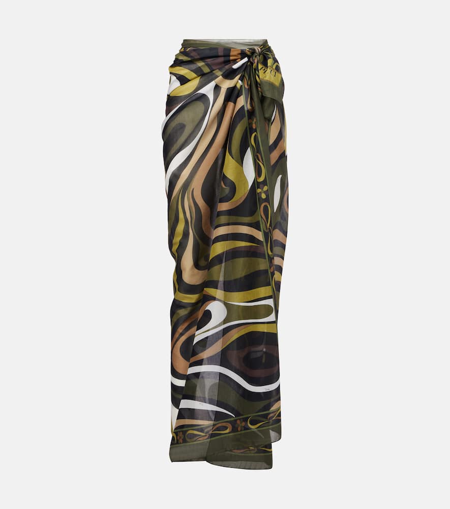 Pucci Marmo Cotton Beach Cover-up In Brown