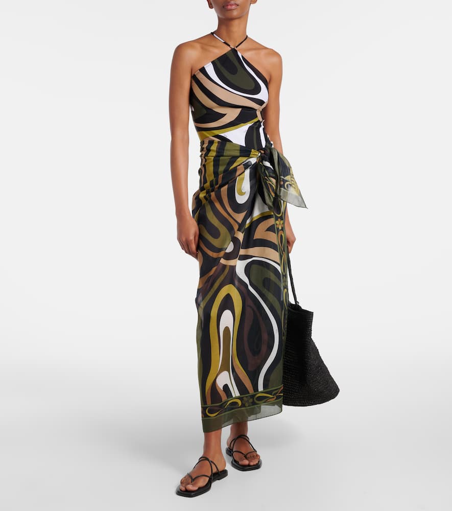 Pucci Marmo Cotton Beach Cover-up In Brown