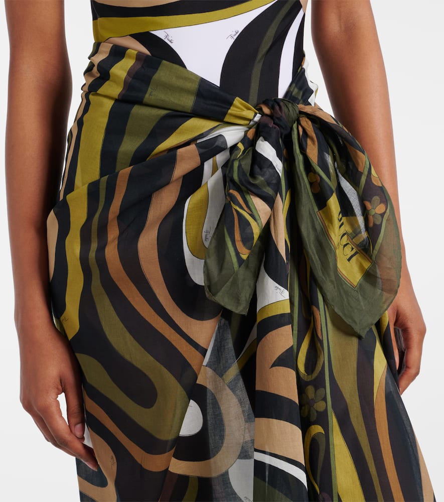 Pucci Marmo Cotton Beach Cover-up In Brown