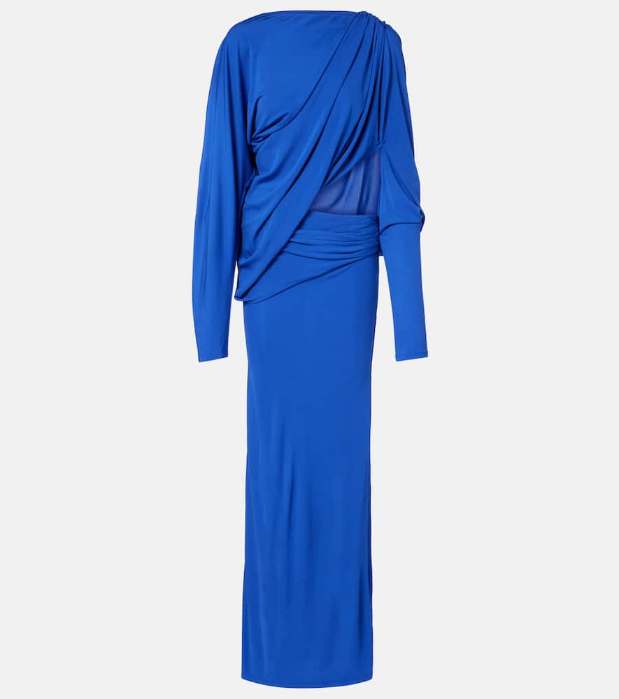 Christopher Esber Encased Nature Draped Jersey Gown In Blue