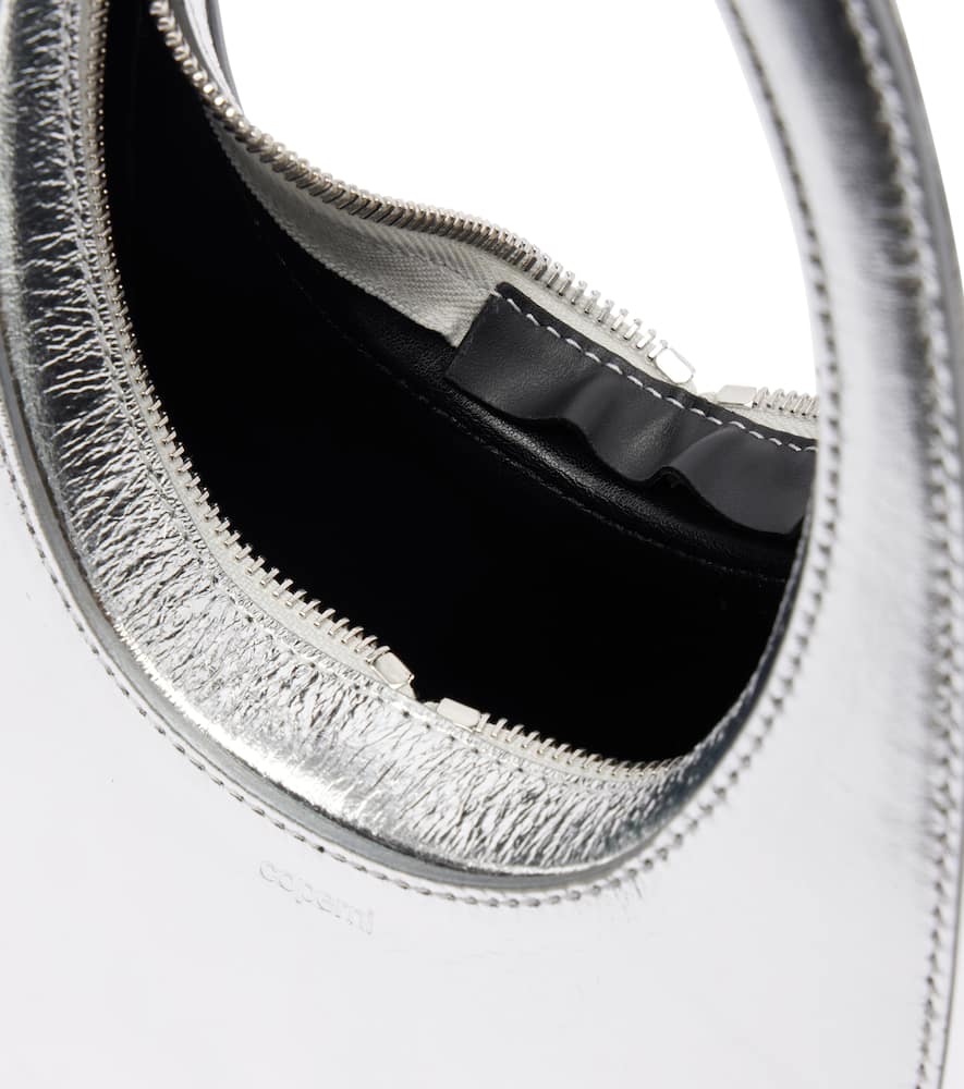Coperni Swipe Mini Metallic Leather Shoulder Bag In Silver