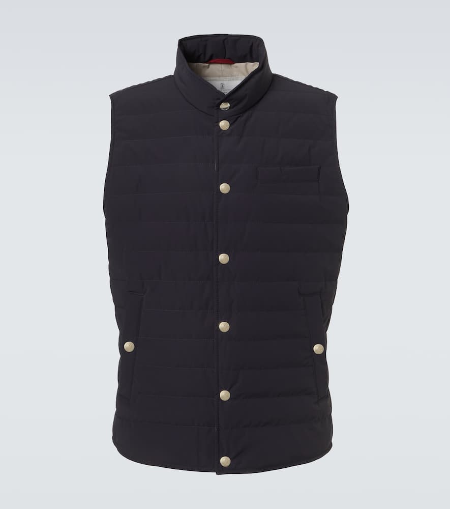 Brunello Cucinelli Quilted High Neck Sleeveless Jacket In Black