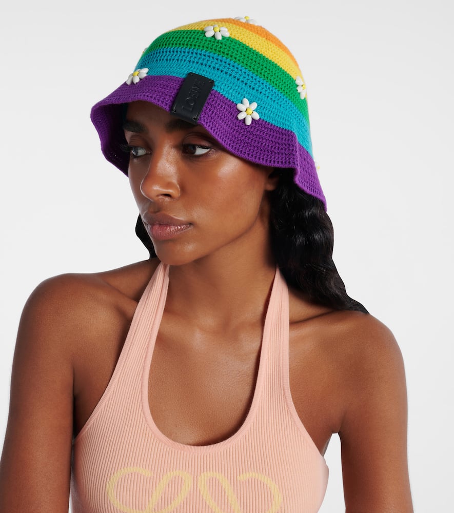 Shop Loewe Daisy Beaded Cotton-blend Bucket Hat
