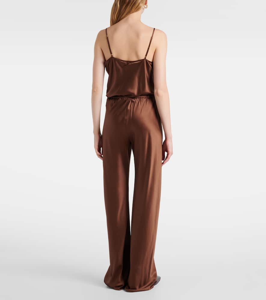 Veronica Beard Billie Silk-blend Straight Pants In Brown