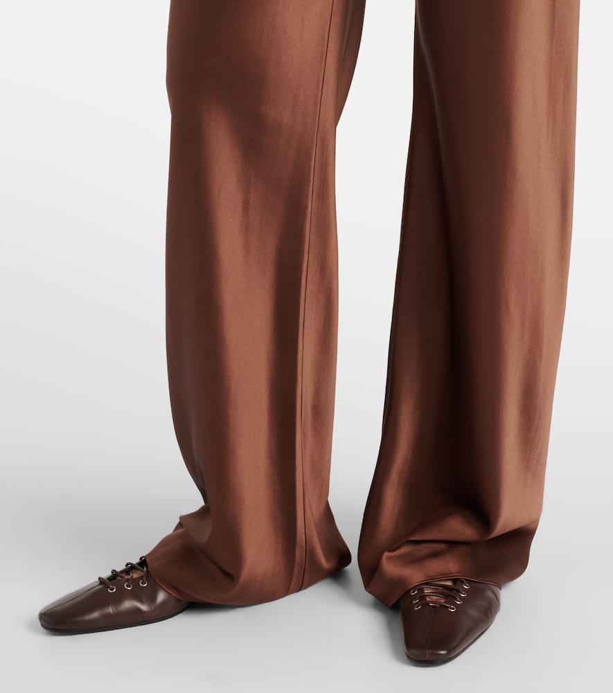 Veronica Beard Billie Silk-blend Straight Pants In Brown