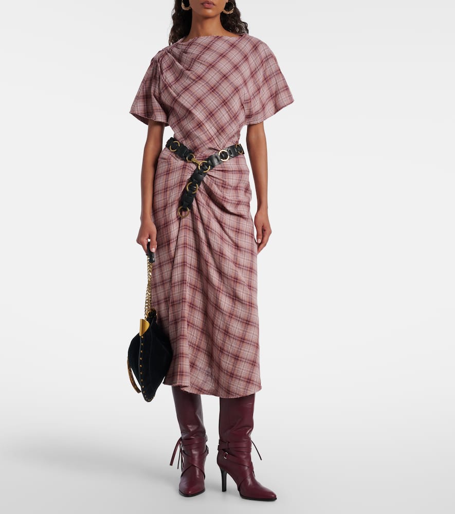 Isabel Marant Étoile Nicole Checked Cotton Midi Skirt In Multi