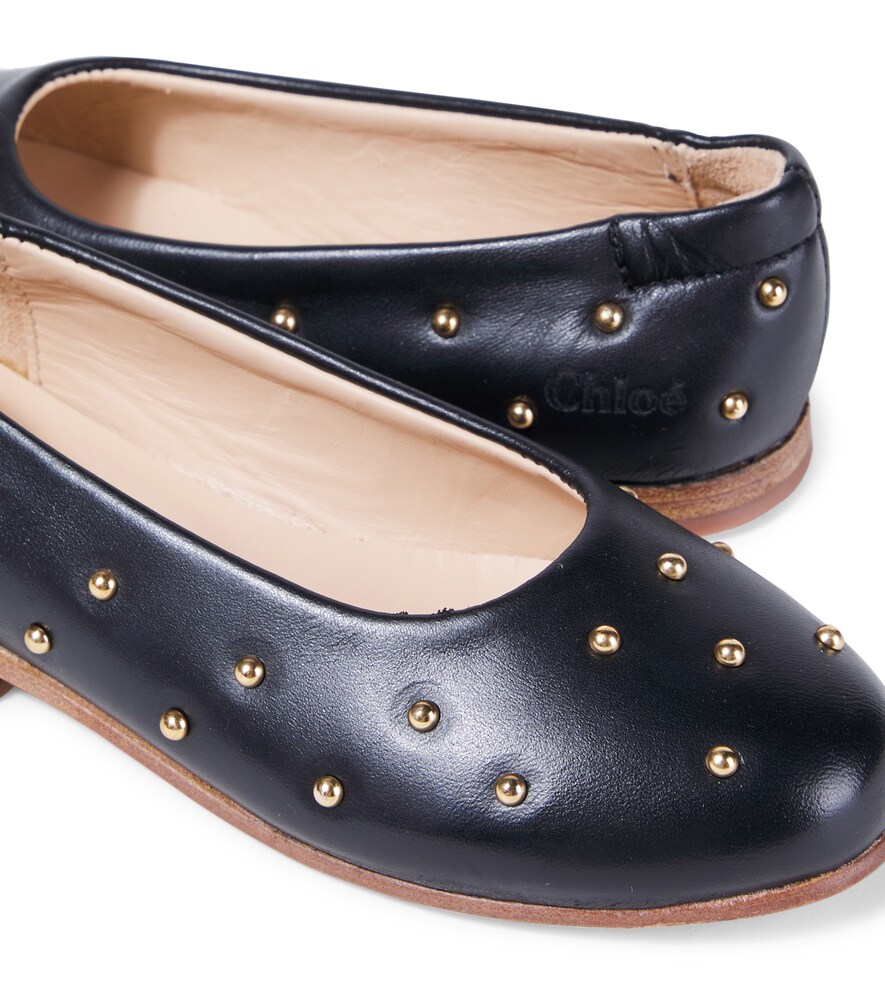  Chloe Kids Chloã© Kids Embellished Leather Ballet Flats 