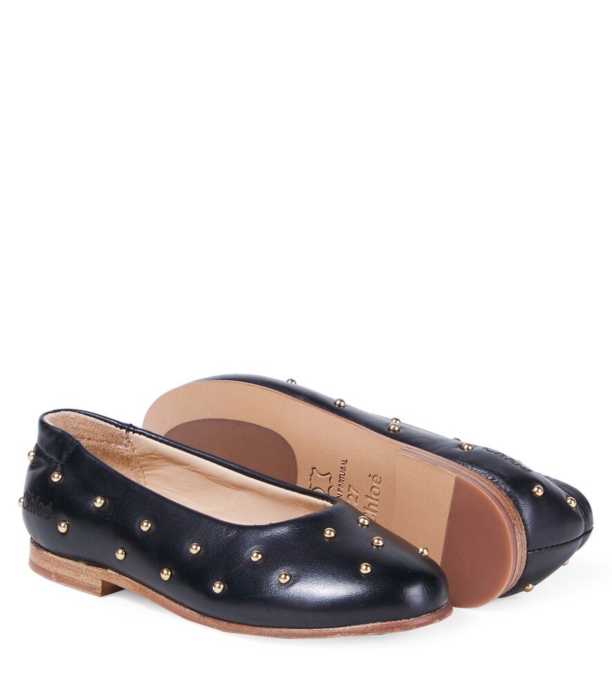  Chloe Kids Chloã© Kids Embellished Leather Ballet Flats 