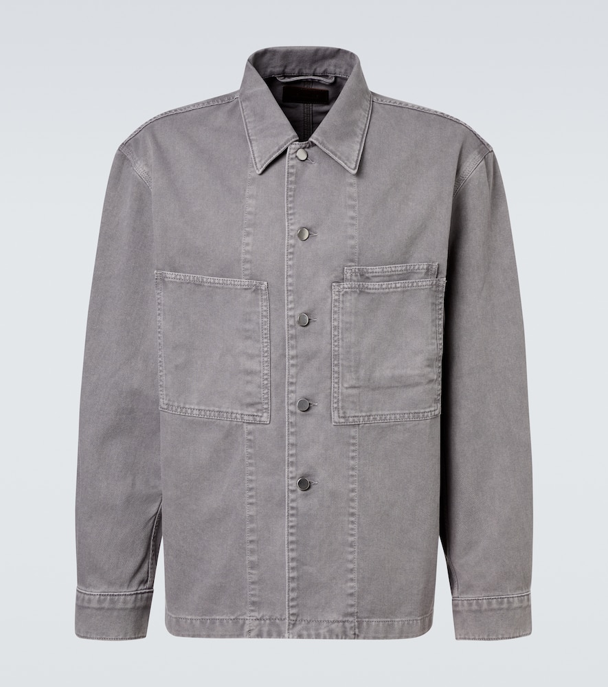 Lemaire Patch-pocket Denim Overshirt In Gray