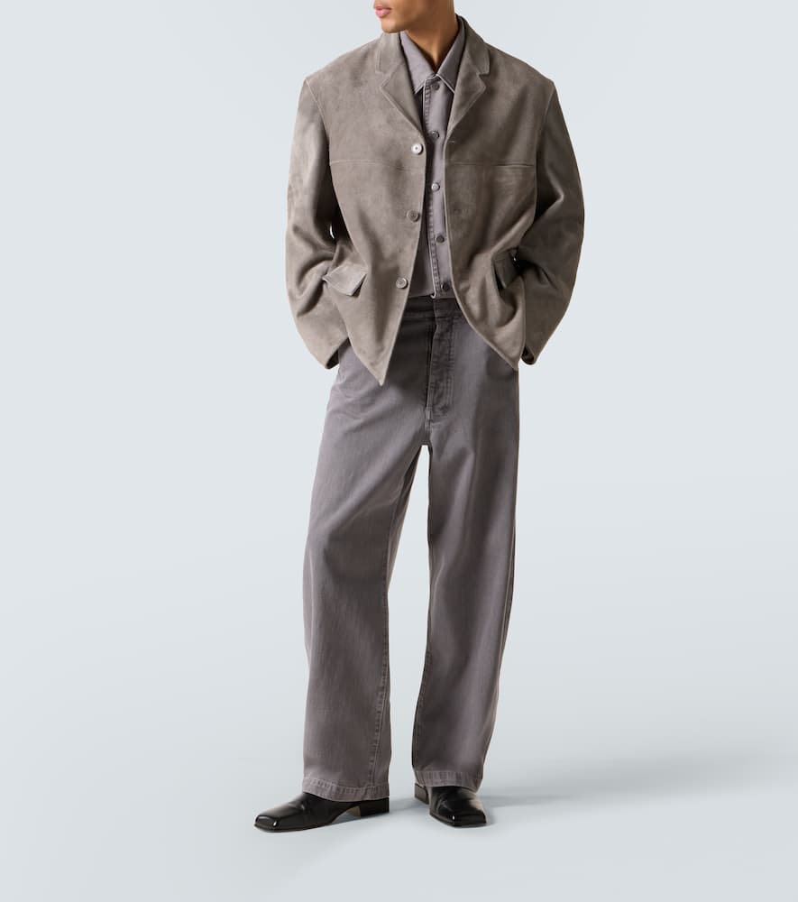 Lemaire Patch-pocket Denim Overshirt In Gray