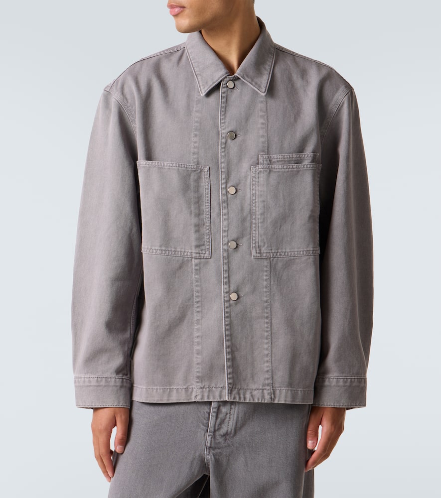 Lemaire Patch-pocket Denim Overshirt In Gray