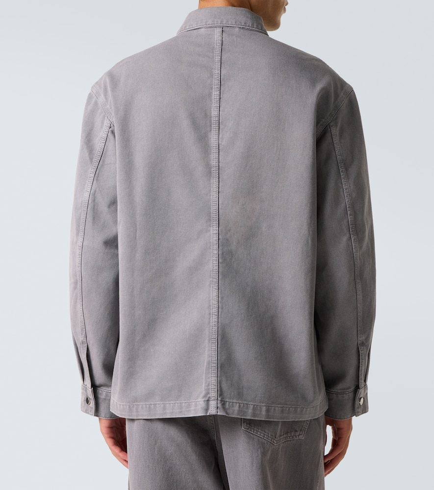 Lemaire Patch-pocket Denim Overshirt In Gray