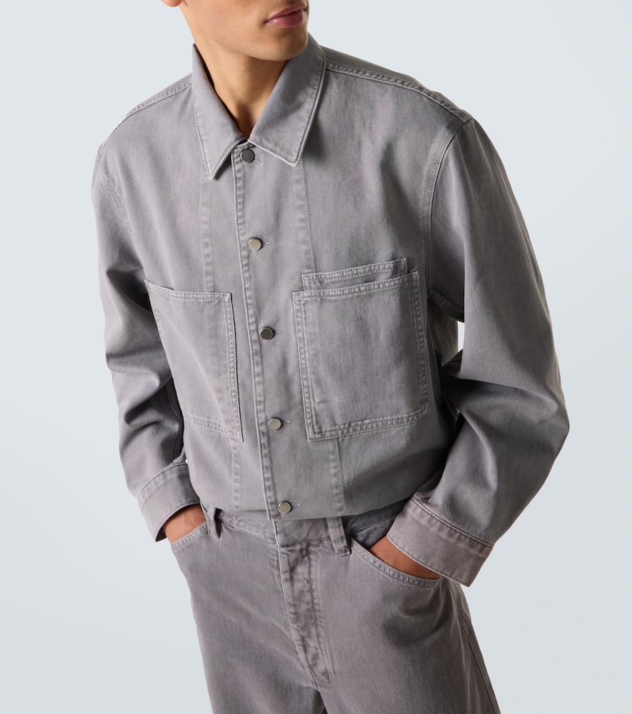 Lemaire Patch-pocket Denim Overshirt In Gray