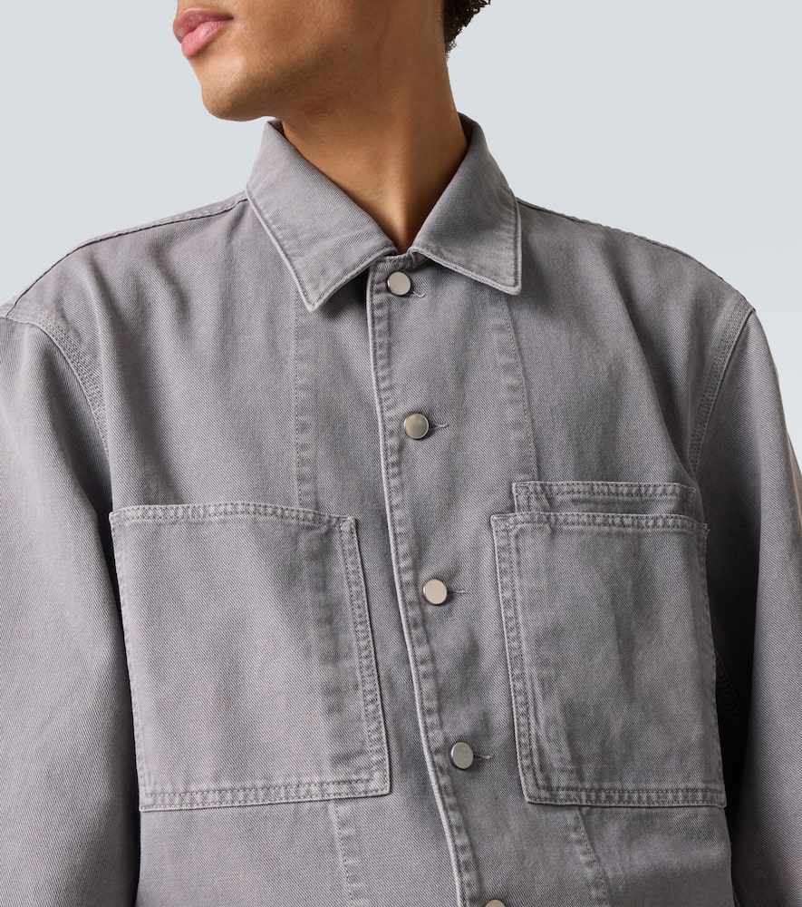 Lemaire Patch-pocket Denim Overshirt In Gray