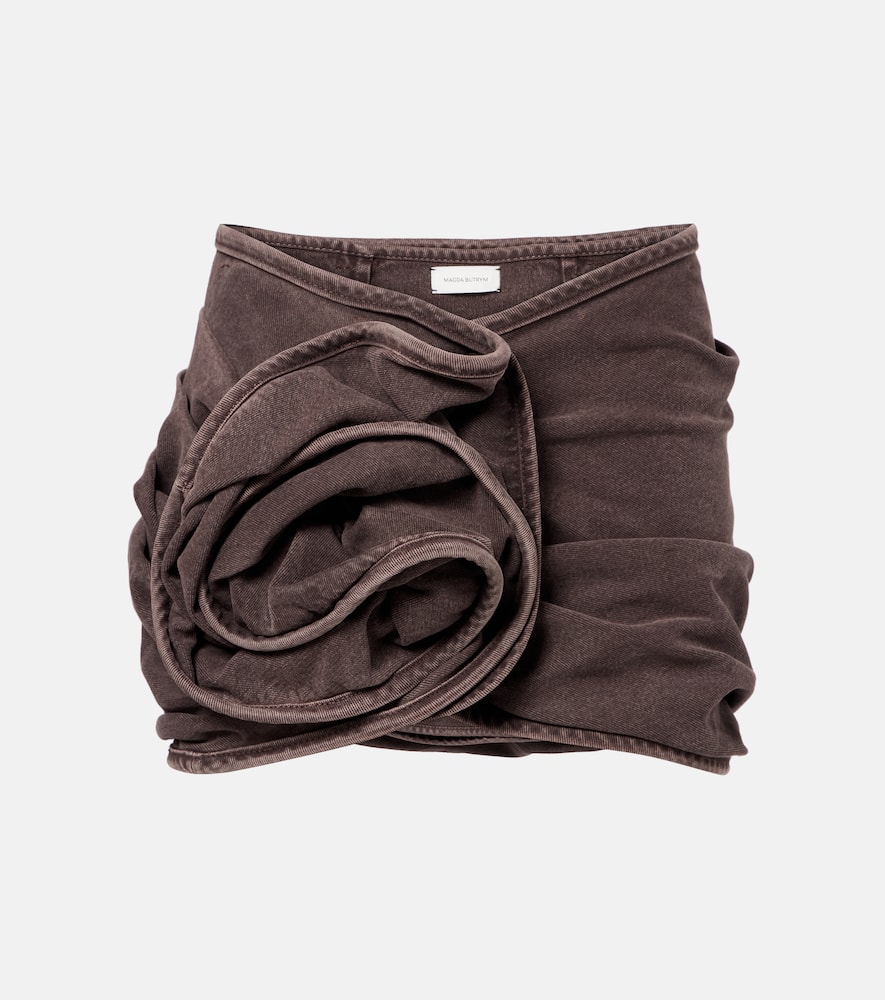 Magda Butrym Floral-appliqué Denim Miniskirt In Brown