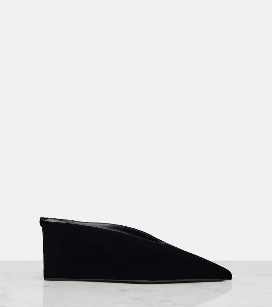 Alaïa Cube 75 Suede Wedge Mules In Black