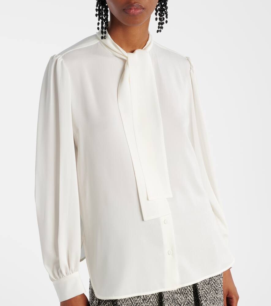 Max Mara Melania Silk Blouse In White